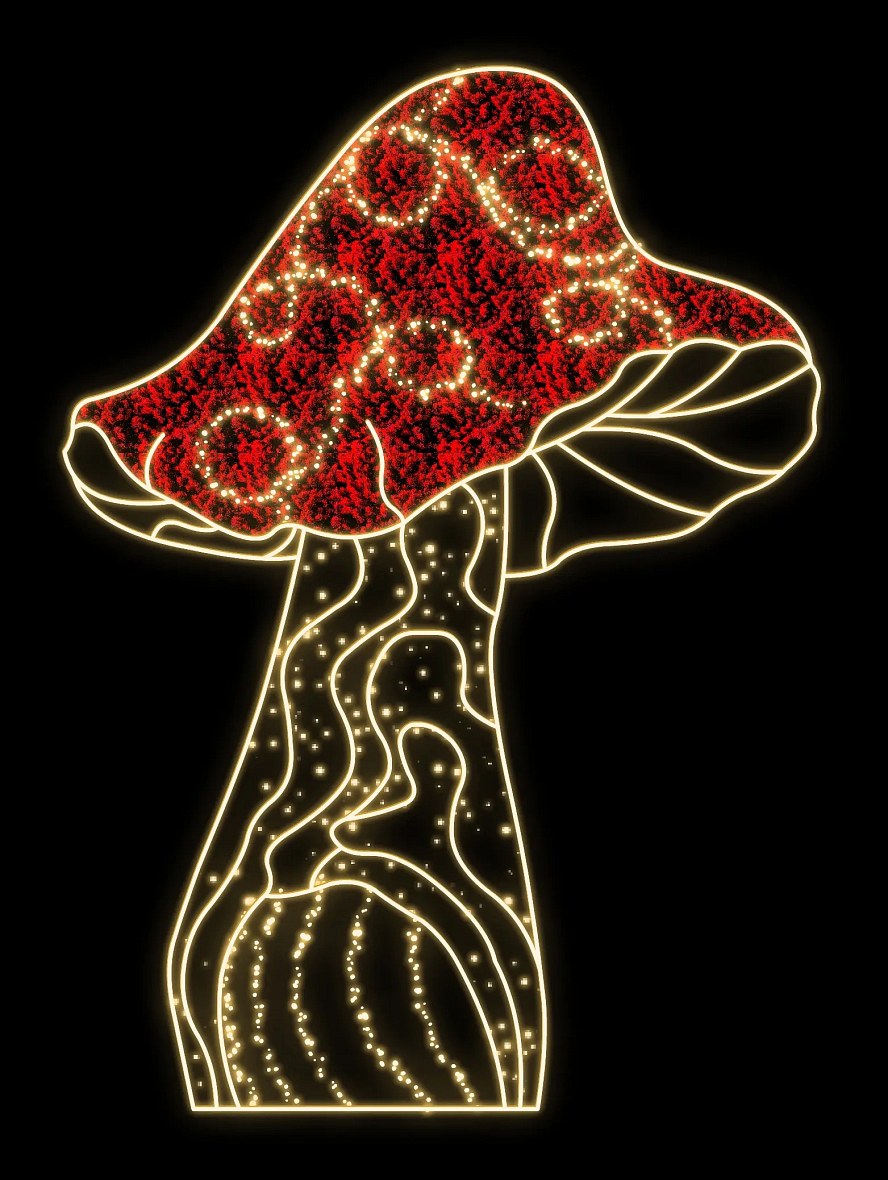2D LED Toadstool Light, 160 × 220 cm, Warm White, Freestanding, 3D-Printed