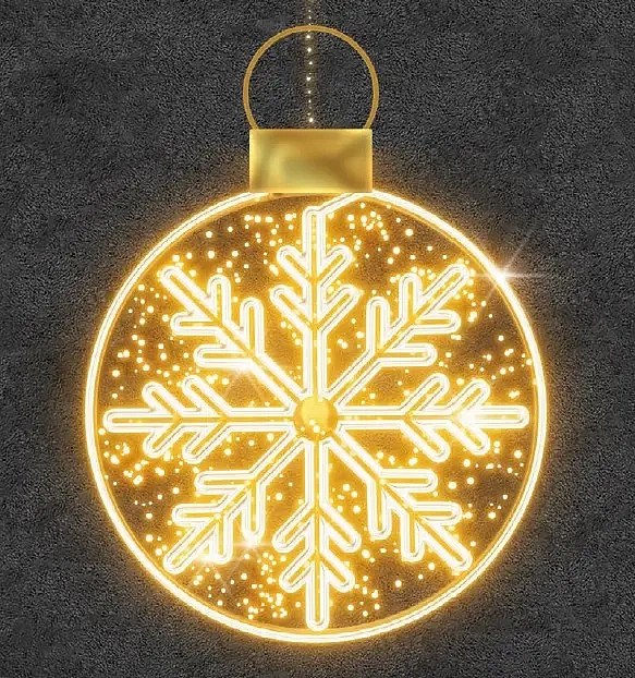 Easy Fix 2D LED light ornament I. with snowflake, hanging, 150 × 204 × 3 cm, warm white, aluminium