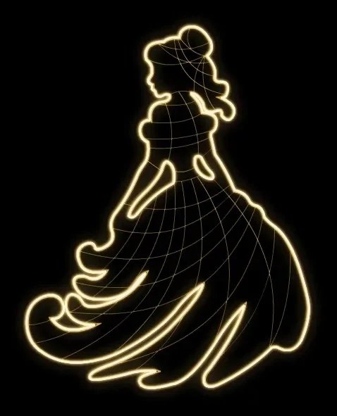 Easy Fix 2D LED light princess, 155 × 185 × 60 cm, warm white, standing, 3D printing