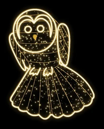 Easy Fix 2D LED light owl, hanging, 130 × 165 × 5 cm, warm white, 3D printed, transparent