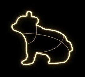 Easy Fix 2D LED Light Bear II, 100 × 80 × 40 cm, warm white, standing, 3D printed, aluminium