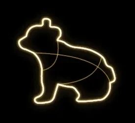 Easy Fix 2D LED Light Bear II, 100 × 80 × 40 cm, warm white, standing, 3D printed, aluminium