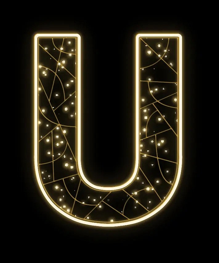 Eco Fix 2D LED light letter U, 94 × 123 × 3 cm, warm white, hanging, 3D printing
