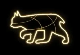 Easy Fix 2D LED lynx kitten light, 115 × 65 cm, warm white, standing, 3D printed, aluminium