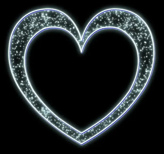 2D LED light heart, 245 × 225 cm, ice white, standing, aluminium