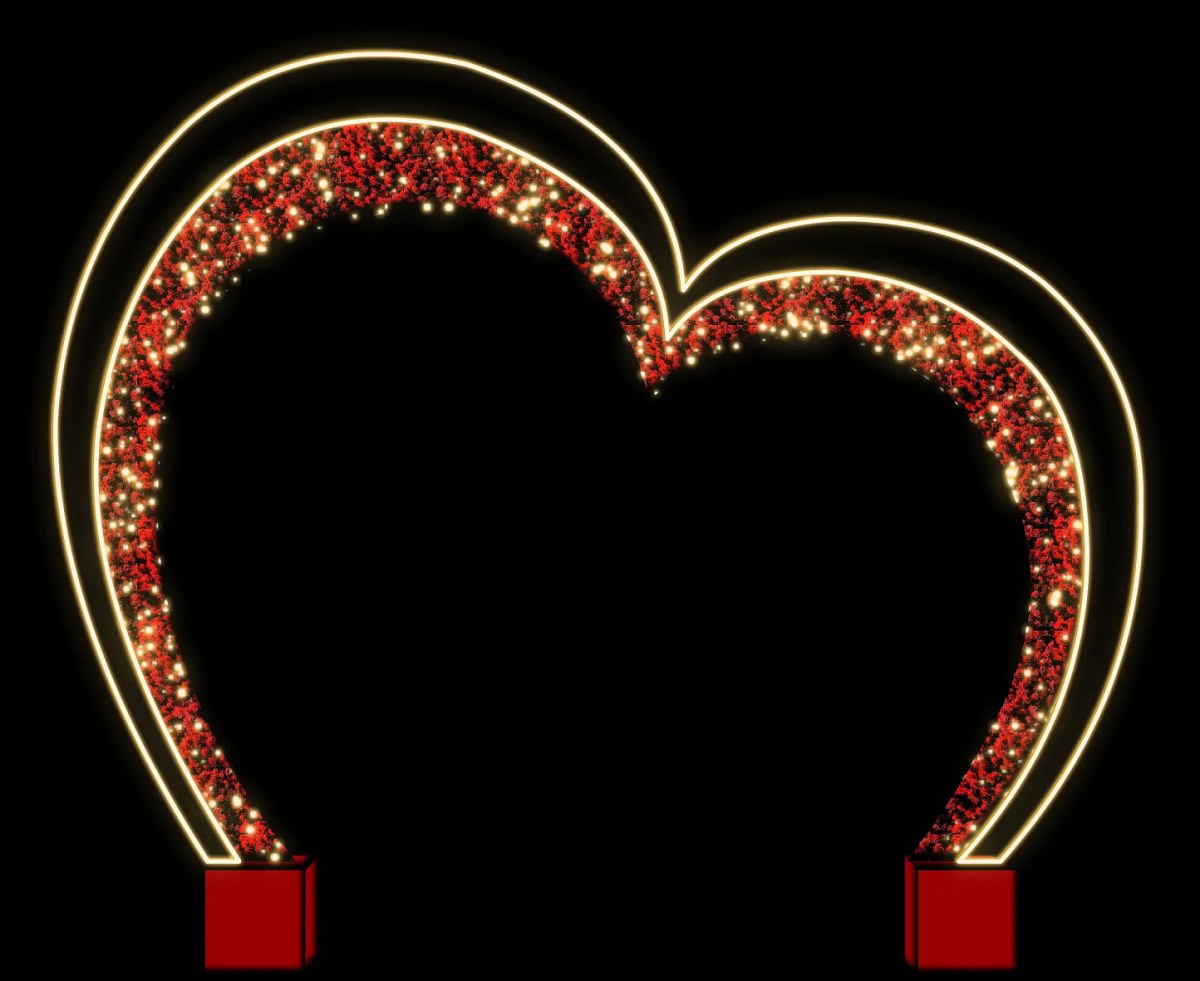Eco Fix 2D LED light heart, 380 × 320 cm, warm white, standing