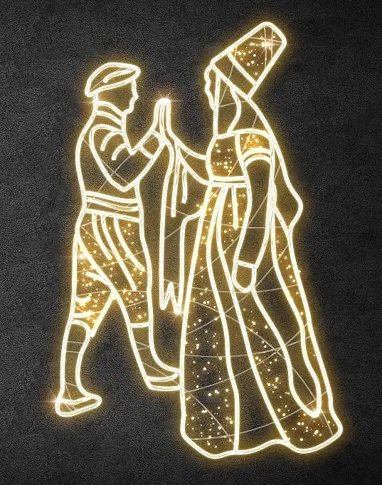 Eco Fix 2D LED light dancers II, 138 × 213 × 60 cm, warm white, standing, 3D printing