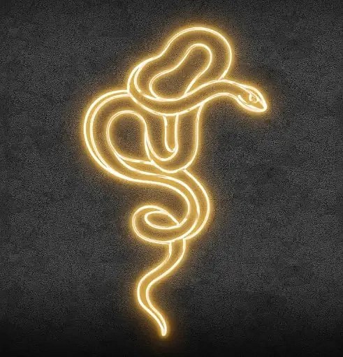 Eco Fix 2D LED light snake, click, hanging, 89 × 146 × 4 cm, warm white, 3D printed, gold