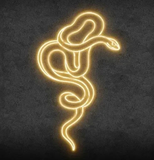 Eco Fix 2D LED light snake, click, hanging, 89 × 146 × 4 cm, warm white, 3D printed, gold
