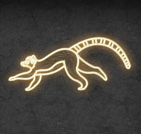 Eco Fix 2D LED light lemur, running, hanging, 235 × 103 × 4 cm, warm white, 3D printed, gold