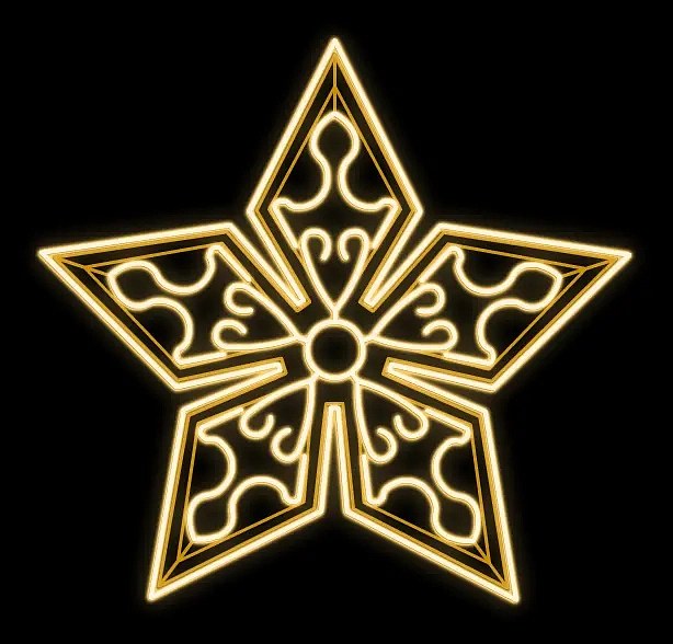 Easy Fix 2D LED star light star Star Anise VII. with ornaments, hanging, Ø 200 cm, warm white, aluminium