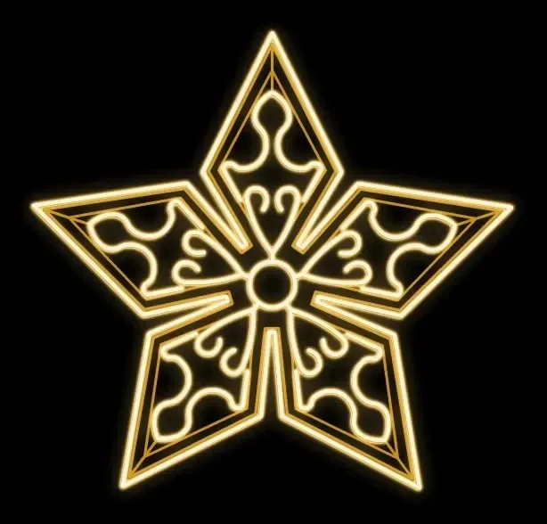 Easy Fix 2D LED star light star Star Anise VII. with ornaments, hanging, Ø 200 cm, warm white, aluminium
