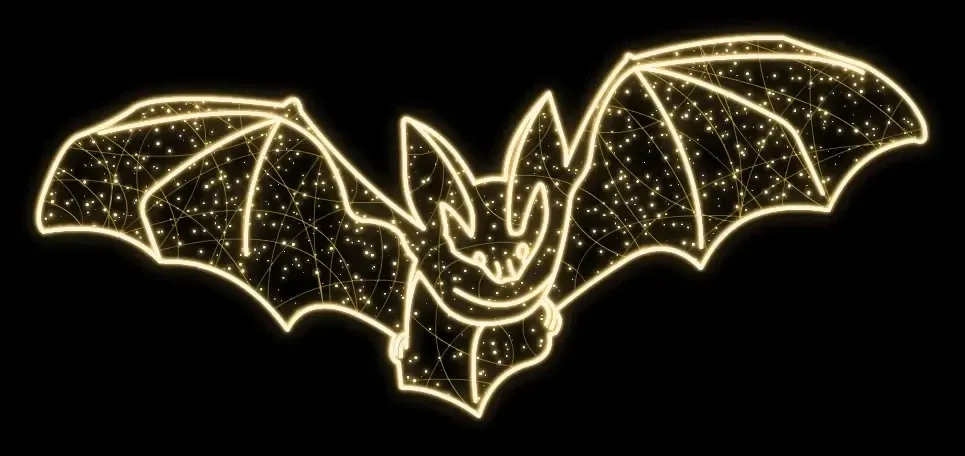 Easy Fix 2D LED bat light, hanging, 190 × 85 × 5 cm, warm white, 3D printed, transparent