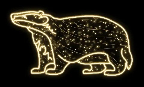 Easy Fix 2D LED light badger, 186 × 102 × 70 cm, warm white, standing, 3D printed, aluminium