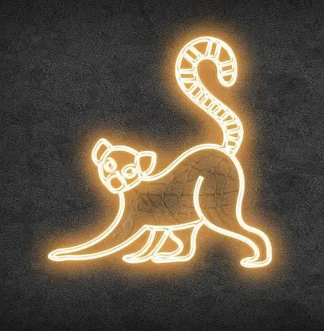 Eco Fix 2D LED light lemur, side, hanging, 106 × 110 × 4 cm, warm white, 3D printed, gold
