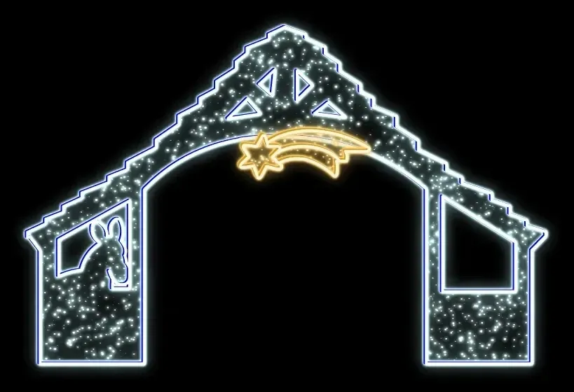 Eco Fix 2D LED light motif stable, 345 × 225 cm, icy and warm white, standing, aluminium