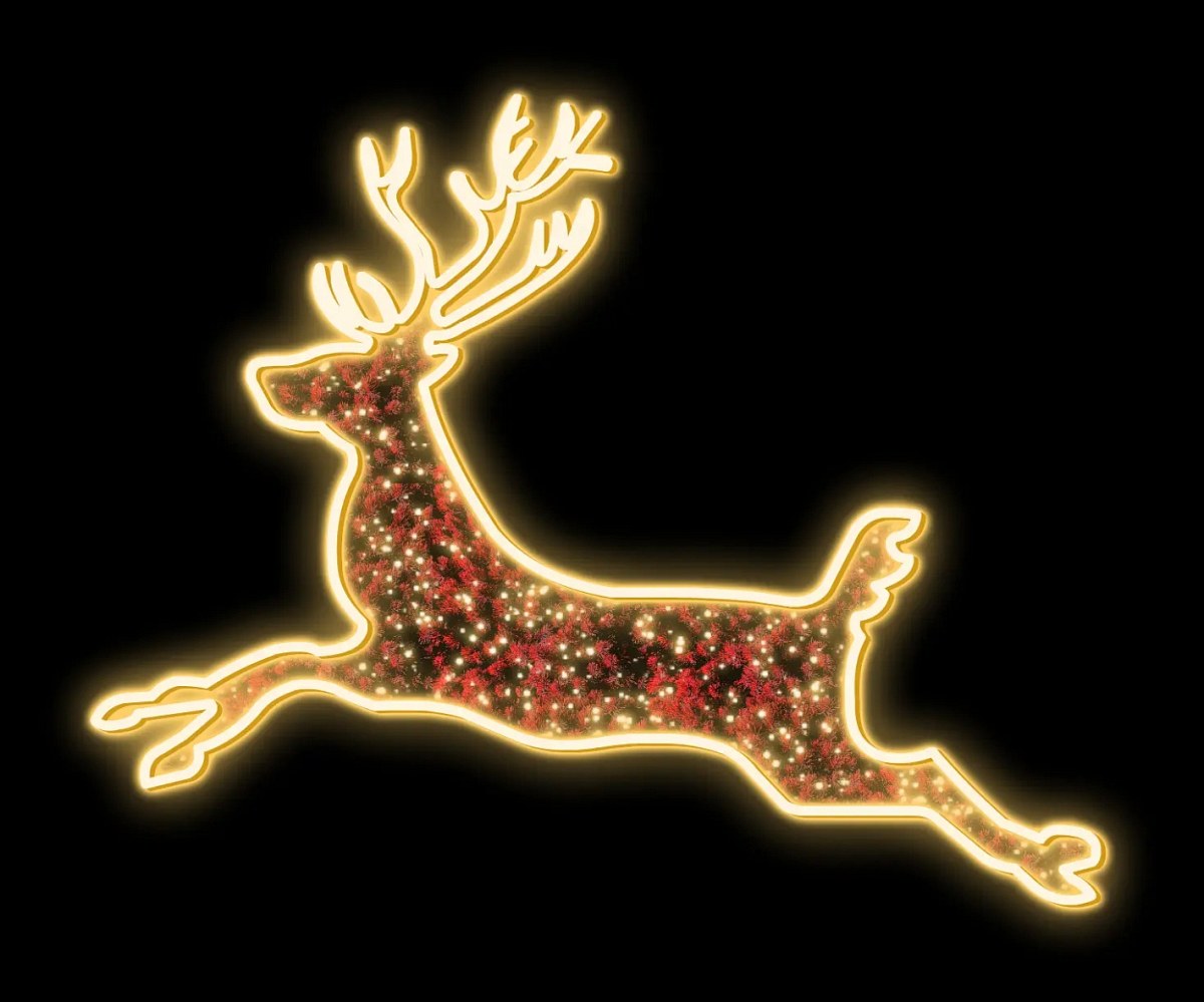 Easy Fix 2D LED light motif, deer, 190 × 250 cm, warm white, standing, aluminium
