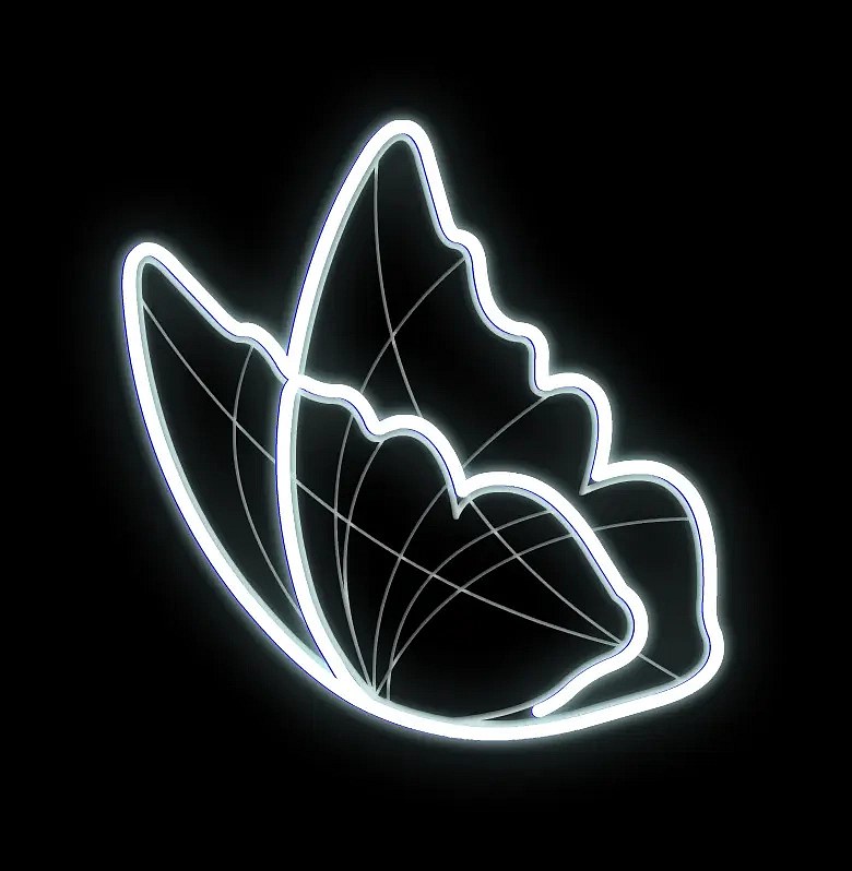 Eco Fix 2D LED light butterfly, 95 × 100 cm, icy white, standing, 3D printed, aluminium