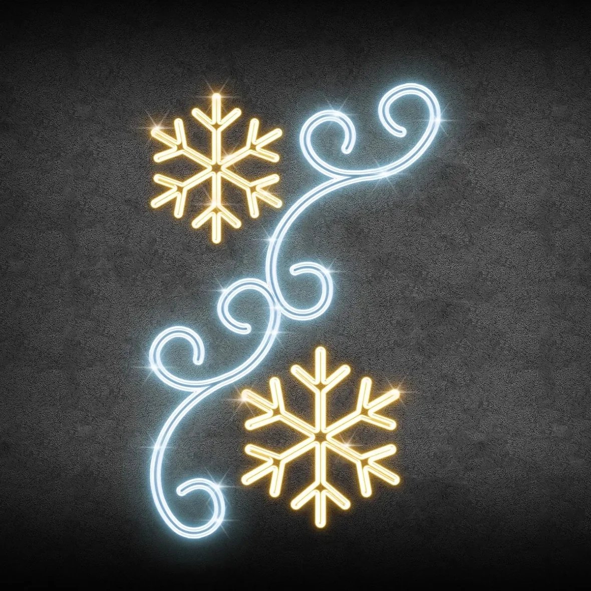 Easy Fix 2D LED light decor snowflakes and wind for public lighting, 120 × 300 cm, warm and icy white, aluminium