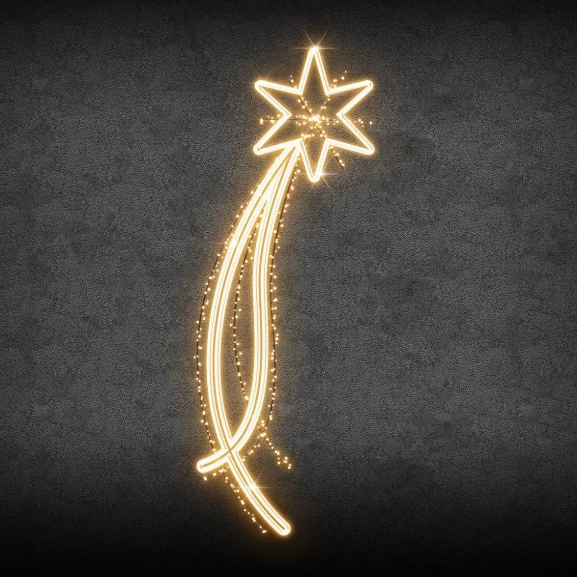 Easy Fix 2D LED comet light decor, 101 × 256 × 2 cm, warm white, public lighting decor, aluminium