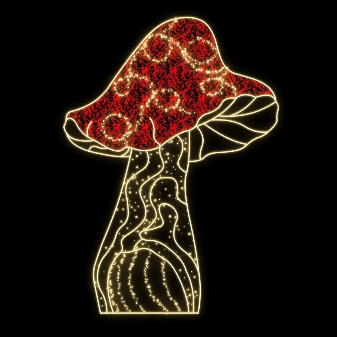 Easy Fix 2D LED light decor mushroom, 95 × 200 cm, warm and icy white, decor for public lighting, aluminium