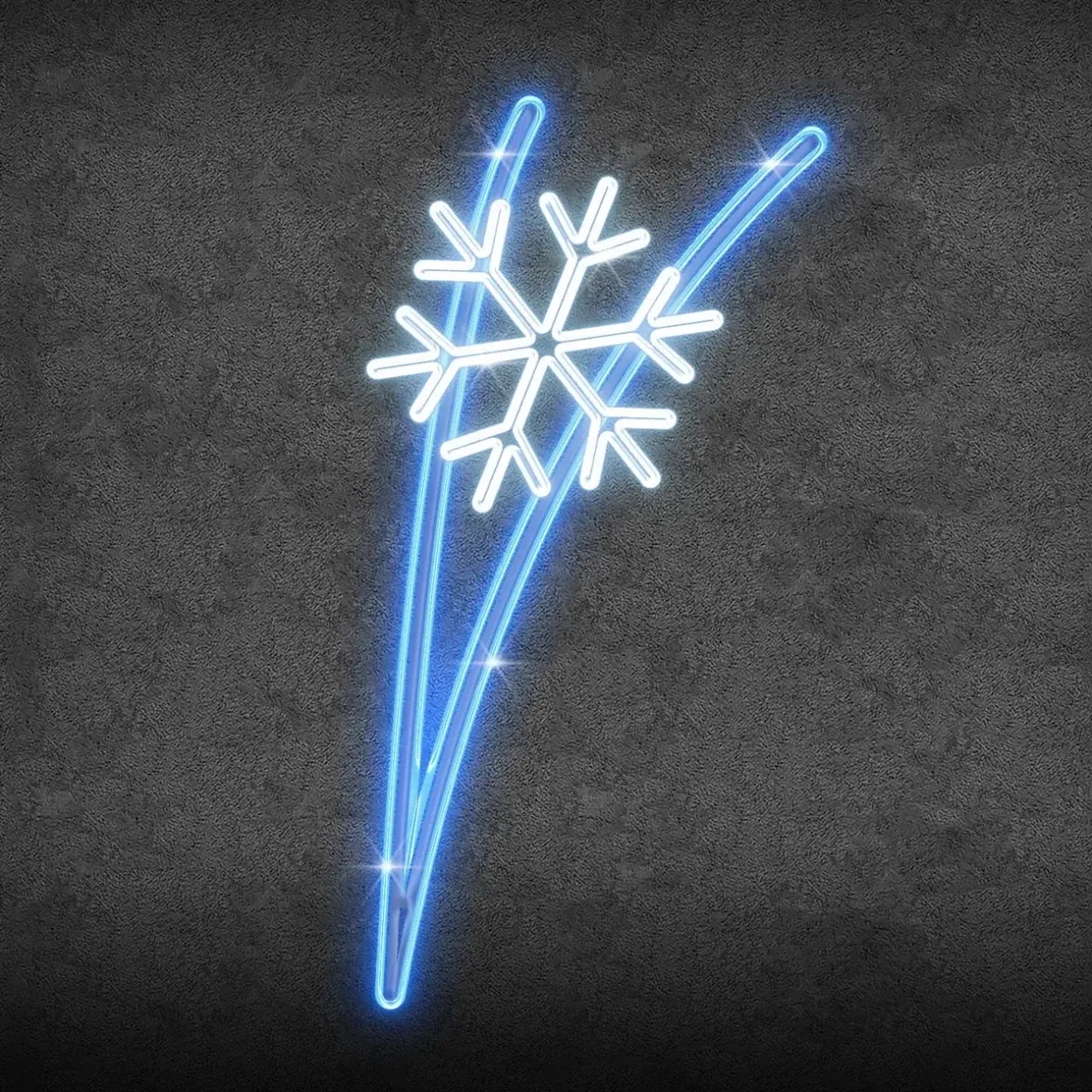 Easy Fix 2D LED light decor snowflake, blue, 100 × 160 cm, icy white, public lighting decor, aluminium