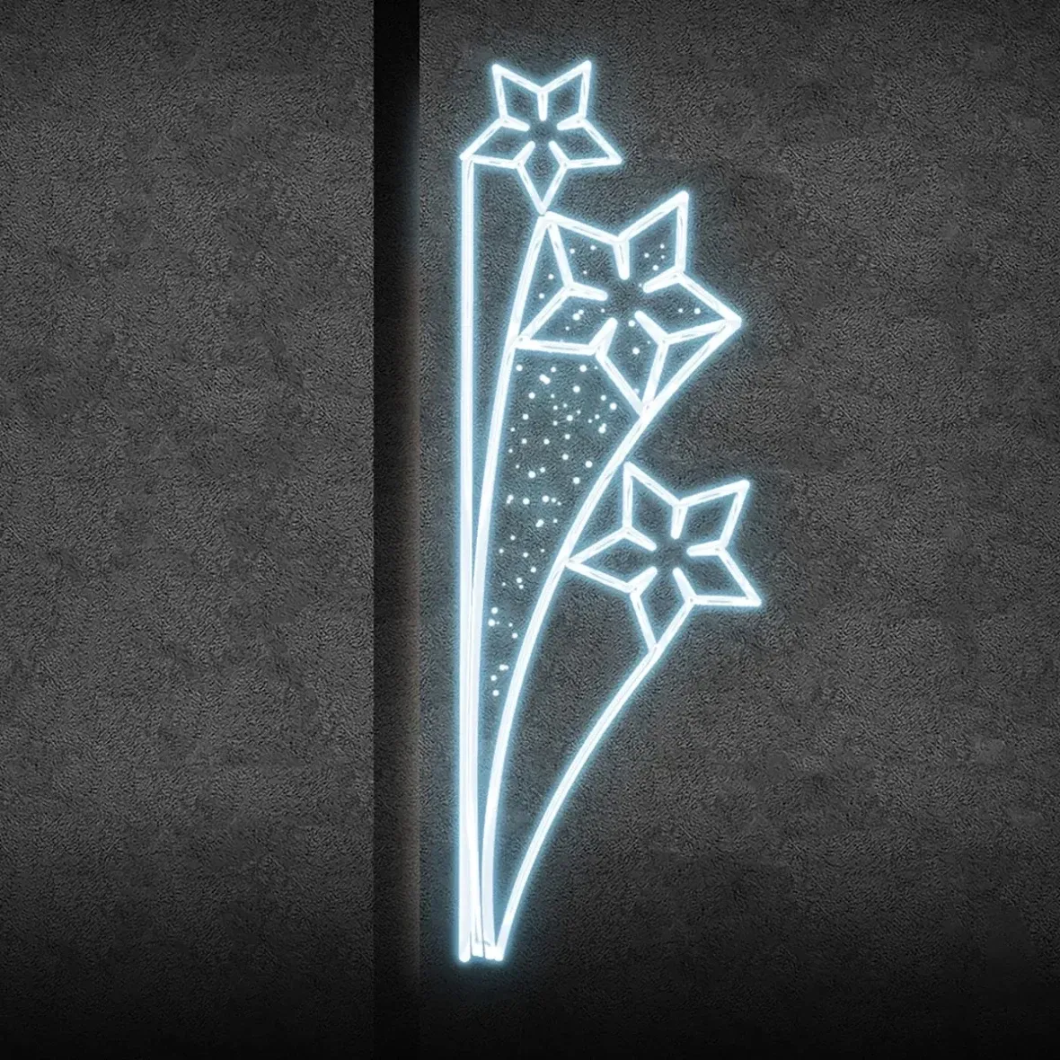 Easy Fix 2D LED light decor star anise, 80 × 240 cm, iced white, decor for public lighting, aluminium