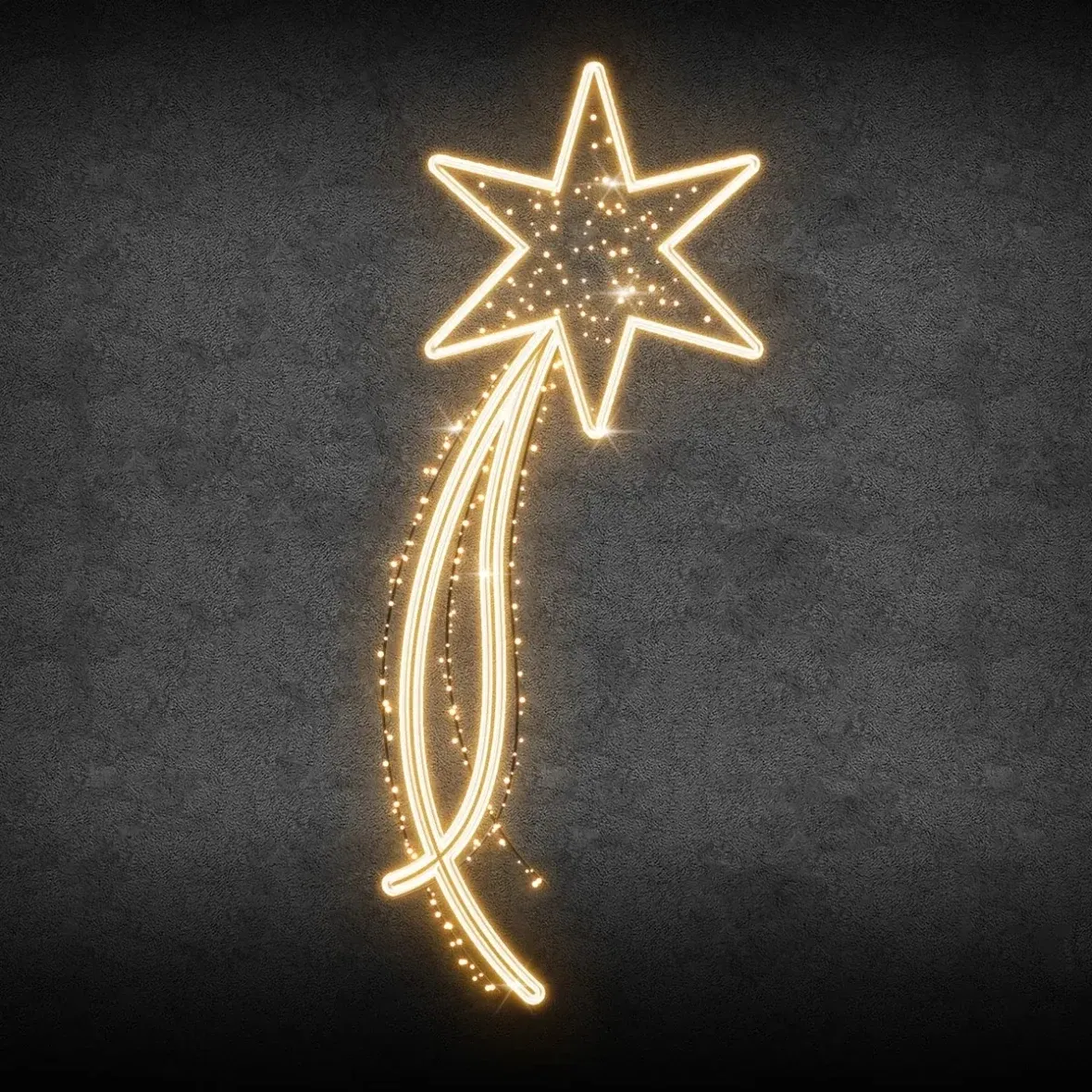Easy Fix 2D LED comet light decor, 58 × 130 × 2 cm, warm white, public lighting decor, aluminium