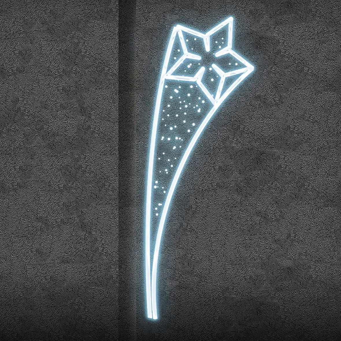 Easy Fix 2D LED light decor star anise, 50 × 140 cm, iced white, decor for public lighting, aluminium