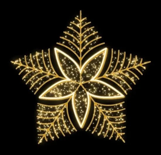Easy Fix 2D LED star light, star anise IV, Ø 150 cm, warm white, hanging, gold carpet, aluminium