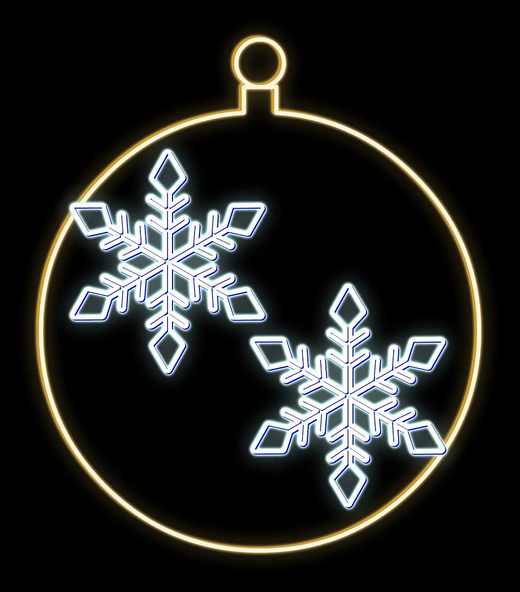Easy Fix 2D LED light ball X., with flakes, hanging, Ø 200 cm, icy and warm white, aluminium