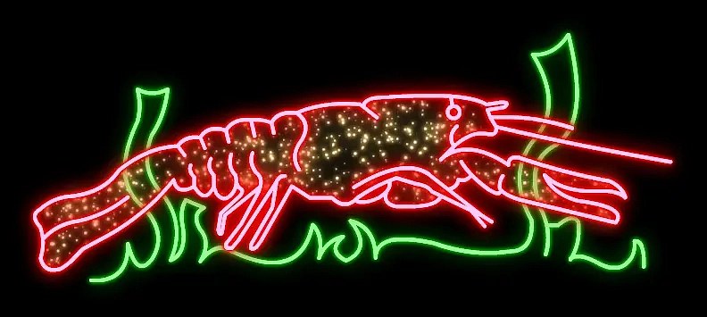 2D LED light crab, 185 × 100 cm, standing, 3D printing