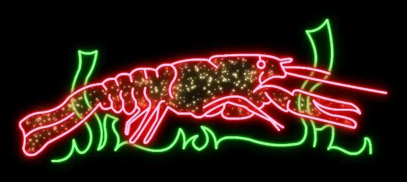 2D LED light crab, 185 × 100 cm, standing, 3D printing