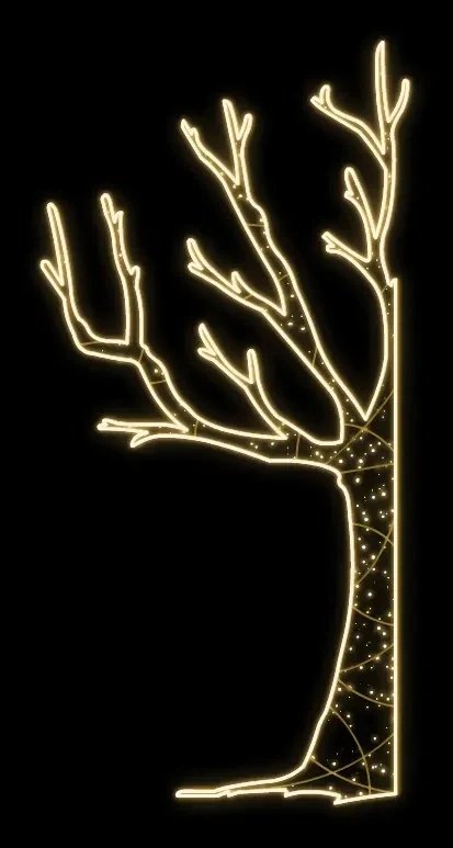 Easy Fix 2D LED tree light, left, 120 × 245 × 60 cm, warm white, standing, 3D printing