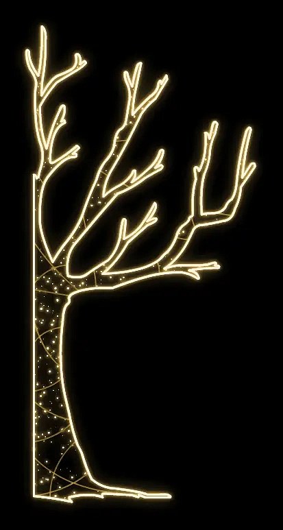 Easy Fix 2D LED light tree, right, 120 × 245 × 60 cm, warm white, standing, 3D printing