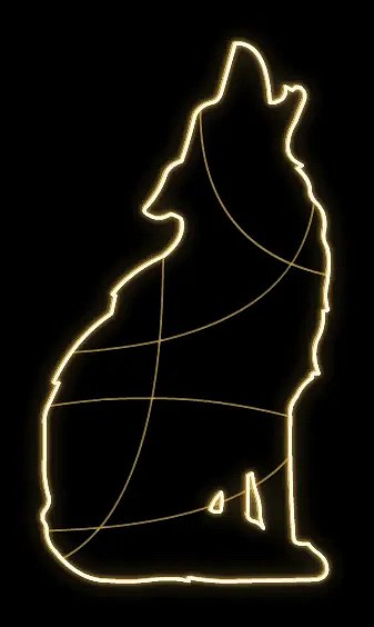 Eco Fix 2D LED light howling wolf, hanging, 110 × 182 × 3 cm, warm white, 3D printing, DZX1991WS2