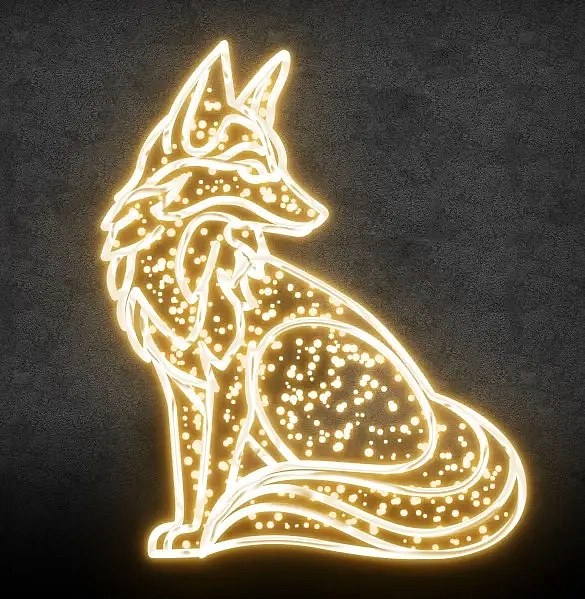 2D LED light wolf, 140 × 170 cm, warm white, standing, 3D printing
