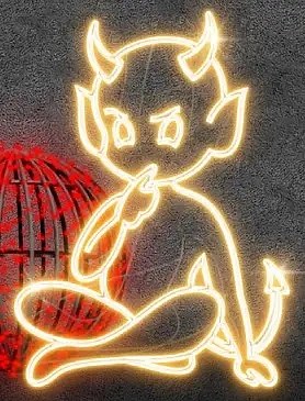 2D LED light devil III, 66 × 90 cm, warm white, standing, 3D printing