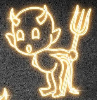 2D LED light devil IV, 83 × 90 cm, warm white, standing, 3D printing