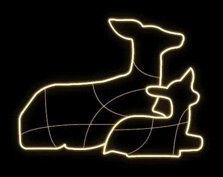 2D Roe deer with fawn golden, 100 x 80 cm, warm white, 36V, 10,3W, 4 kg 1 piece