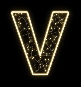 2D LED light letter V, 100 × 120 cm, warm white, 36 V, 22 W, 5 kg, 5 parts