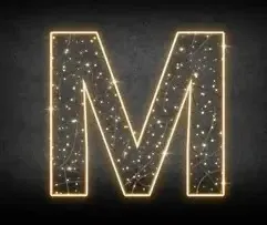 2D LED light letter M, 120 × 120 cm, warm white, 36 V, 13 W, 5 kg, 1 part