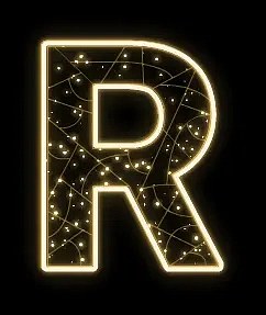 Eco Fix 2D LED light letter R, 94 × 123 × 3 cm, warm white, hanging, 3D printing