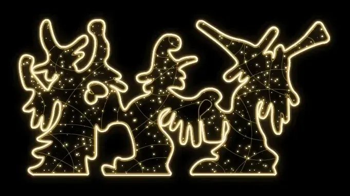 Eco Fix 2D silhouette of a dancing witch, 245 × 125 cm, warm white, standing, 3D print