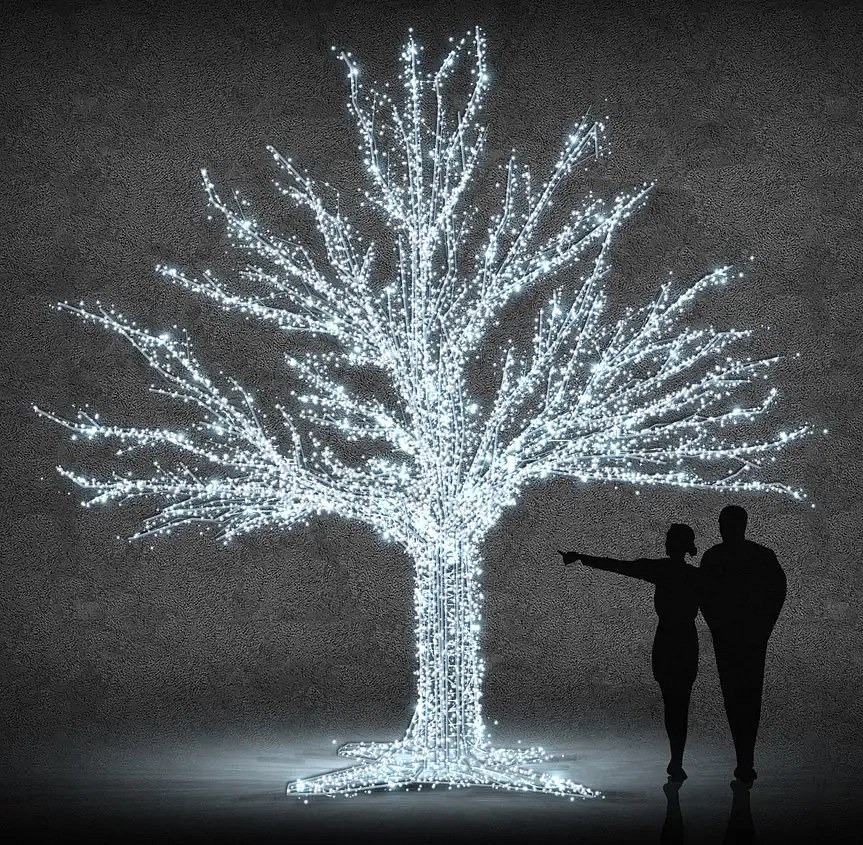 Eco Fix 3D LED deciduous tree 400 cm, ice white, aluminium