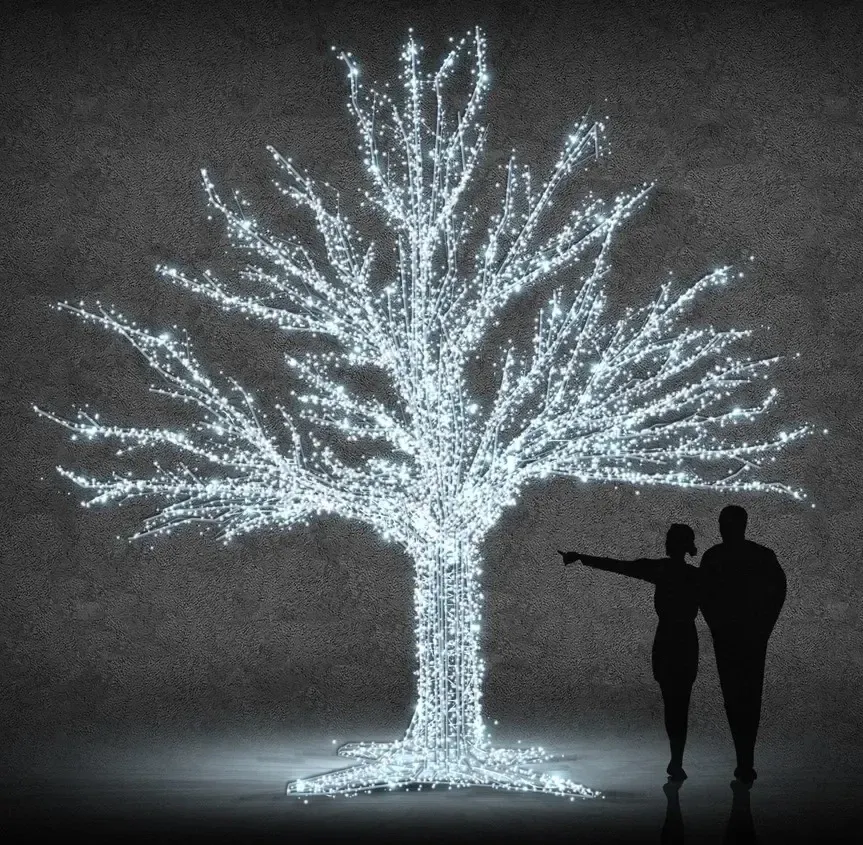Eco Fix 3D LED deciduous tree 400 cm, ice white, aluminium