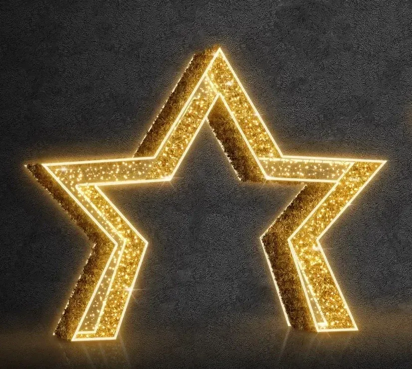 Eco Fix 3D LED star light, 510 × 420 × 80 cm, warm white, aluminium