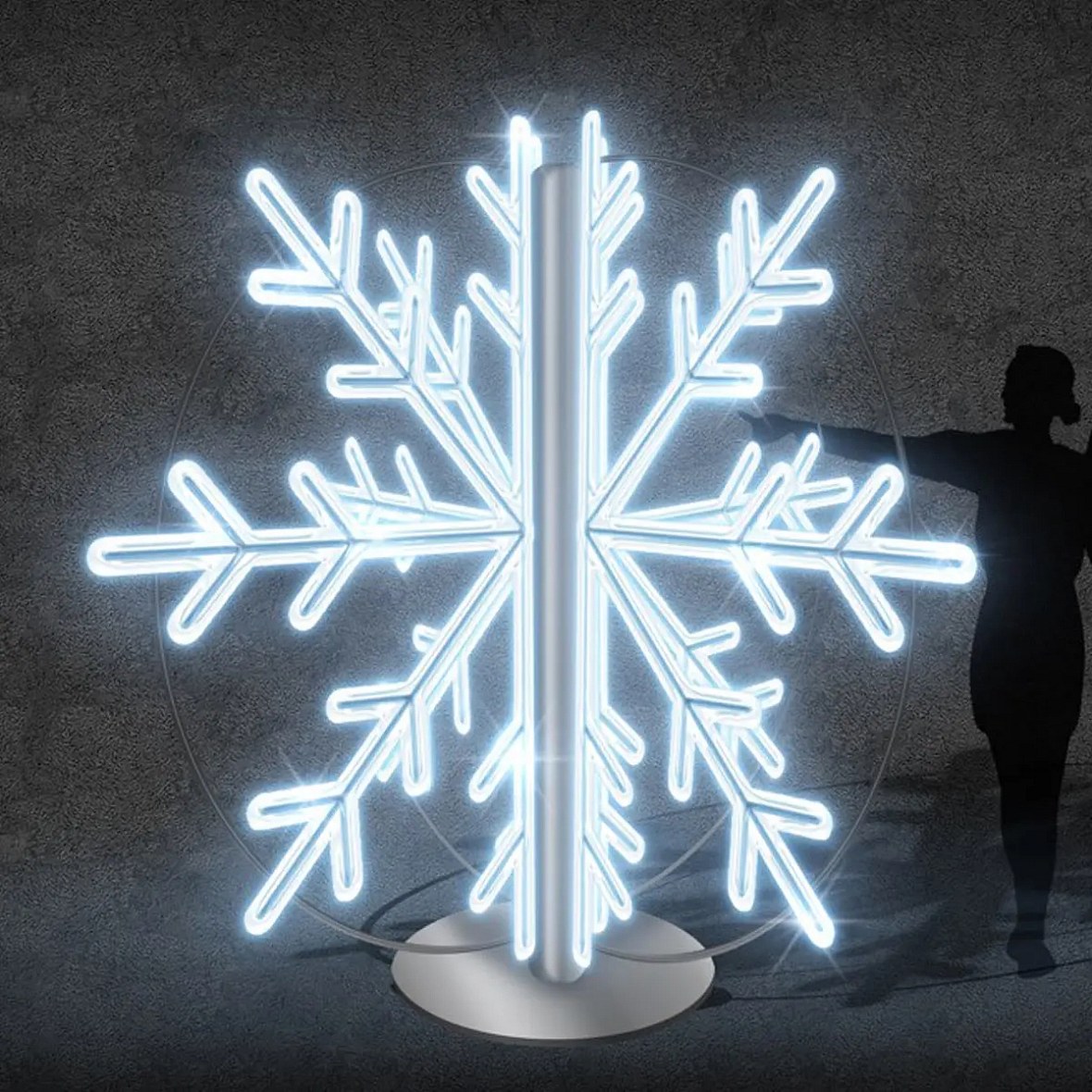 Eco Fix 3D LED flood light 227 × 230 × 227 cm, icy white, standing, aluminium