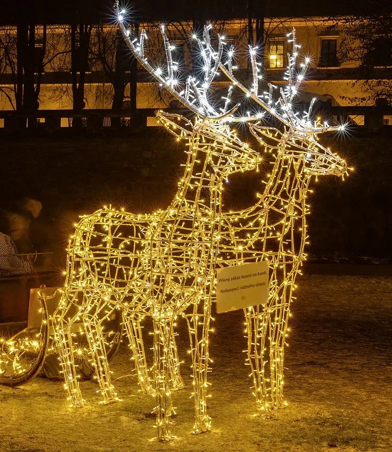 Eco Fix 3D LED light reindeer 270 cm, cold white with Flash, aluminium
