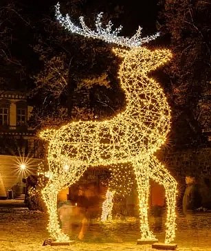 3D LED Light Reindeer 450 cm Ice White, warm white and ice white antlers, aluminium